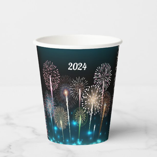2024 Fireworks Happy New Year Paper Cups (Front)