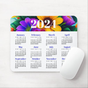 2024 Floral Calendar Mouse Mat
