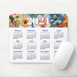2024 Floral Calendar Mouse Mat