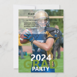2024 Football Photo Graduation Party  Invitation