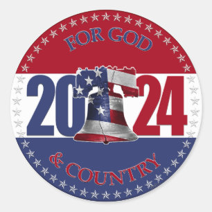 2024 For God and Country Liberty Bell Classic Round Sticker