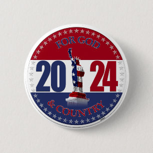 2024 For God and Country Statue of Liberty 6 Cm Round Badge