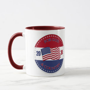 2024 For God and Country with USA Flag Mug