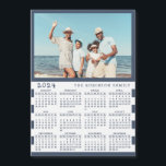 2024 Fridge Magnet Calendar Family Name and Photo<br><div class="desc">This personalised 2024 family photo calendar magnet with a blue and white background is easy to customise with your personal picture and Family name using the template. It's a lovely idea for beach house or a yacht. Make your own calendar as a practical gift for family, couples, grandparents, friends, workmates,...</div>