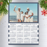 2024 Fridge Magnet Calendar Family Name and Photo<br><div class="desc">This personalised 2024 family photo calendar magnet with a blue and white background is easy to customise with your personal picture and Family name using the template. It's a lovely idea for beach house or a yacht. Make your own calendar as a practical gift for family, couples, grandparents, friends, workmates,...</div>