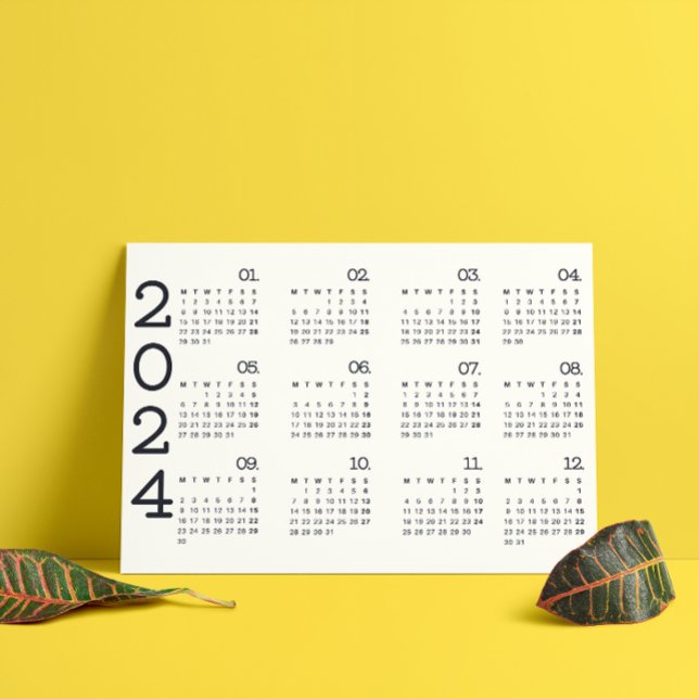 2024 Full Year Calendar Black And White Elegant Magnetic Invitation (2024 Full Year Calendar Black And White Elegant Magnetic Invitation)