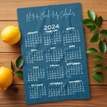 2024 Full Year Calendar - Let me check my Tea Towel<br><div class="desc">Blue and White - A minimal, basic 12 month calendar with a solid colour background. The fonts are simple to read, and the colours can be changed. -------- If you open the customise area, it will take to you to an advanced design area where you can change the background colour...</div>