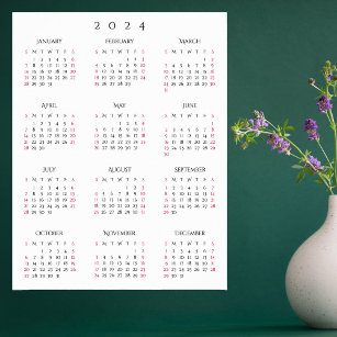 2024 Full Year Home Office Yearly Wall Calendar Poster