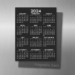 2024 Full Year View Calendar - Basic black Minimal Magnetic Dry Erase Sheet<br><div class="desc">A standard look for your home office or school locker.</div>