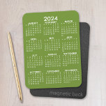 2024 Full Year View Calendar - Basic Green Minimal Magnet<br><div class="desc">A minimal,  basic 12 month calendar with a solid colour background. A standard look for your home office or school locker.</div>