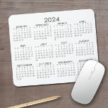 2024 Full Year View Calendar - horizontal - Grey Mouse Mat<br><div class="desc">Grey and White - A minimal, basic 12 month calendar with a solid colour background. A standard look for your home office or school locker. The fonts are simple to read, and the colours can be changed. -------- If you open the customise area, it will take to you to an...</div>