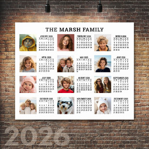 2024 Full Year View Calendar with 12 Photos Poster