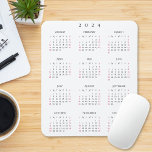 2024 Full Year Yearly Calendar Elegant Home Office Mouse Mat<br><div class="desc">Custom,  elegant script typography,  simple plain black and white,  yearly 2024 full year calendar,  dust and stain resistant mousepad with non-slip back,  for home and office. Makes a great custom gift for friends,  family,  peers,  co-workers,  for holidays,  christmas,  new years.</div>