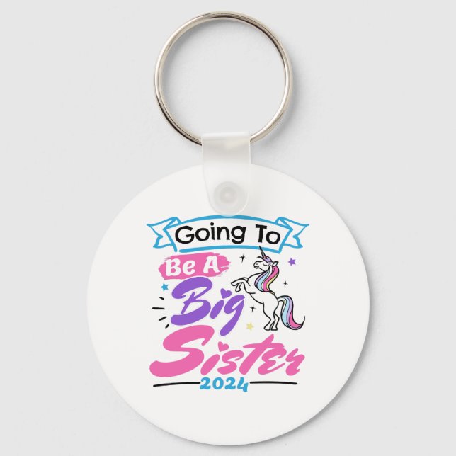 2024 Going to Be a Big Sister Unicorn Key Ring (Front)