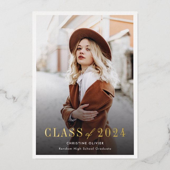 2024 Gold Foil Grad Photo Graduation Announcement (Front)
