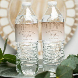 2024 Gold Glitter Drip Graduation Party Water Bottle Label