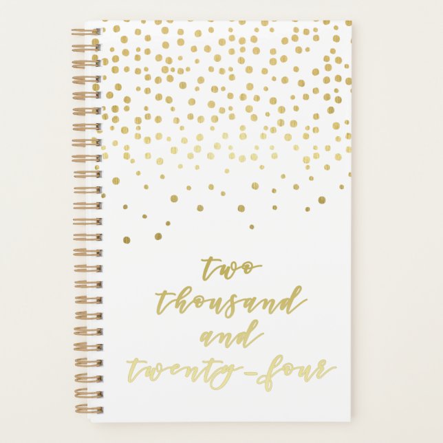 2024 - Gold Script Typography & Confetti Glamourou Planner (Front)