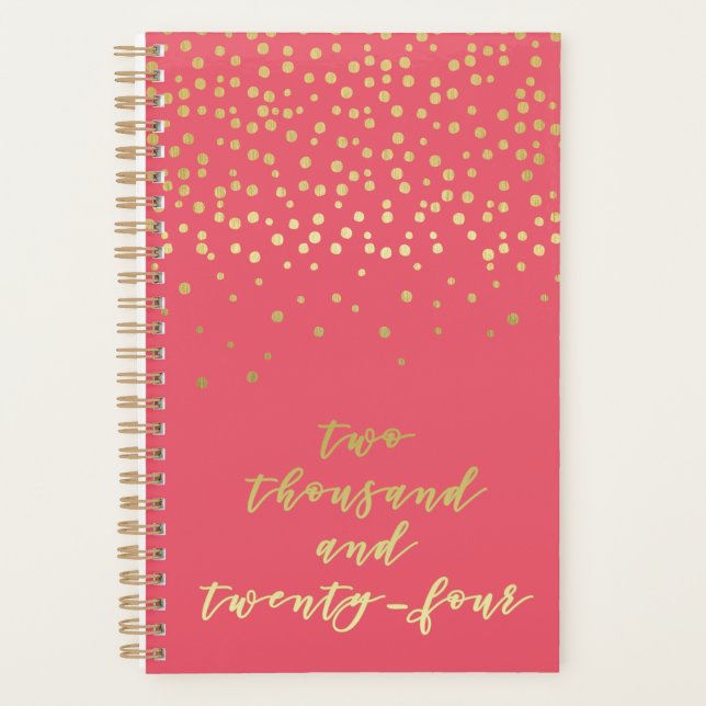 2024 - Gold Script Typography & Confetti Glamourou Planner (Front)