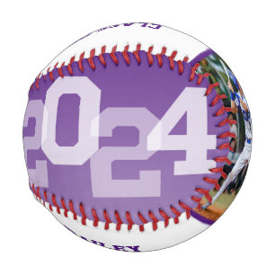 2024 GRAD Athlete Purple Photo Graduation Keepsake Baseball