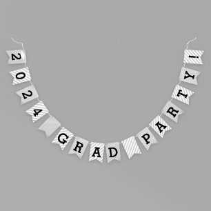 2024 Grad Party Modern Silver Graduation Bunting