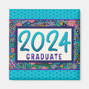 2024 Graduate Fun Floral Modern Trendy Magnet