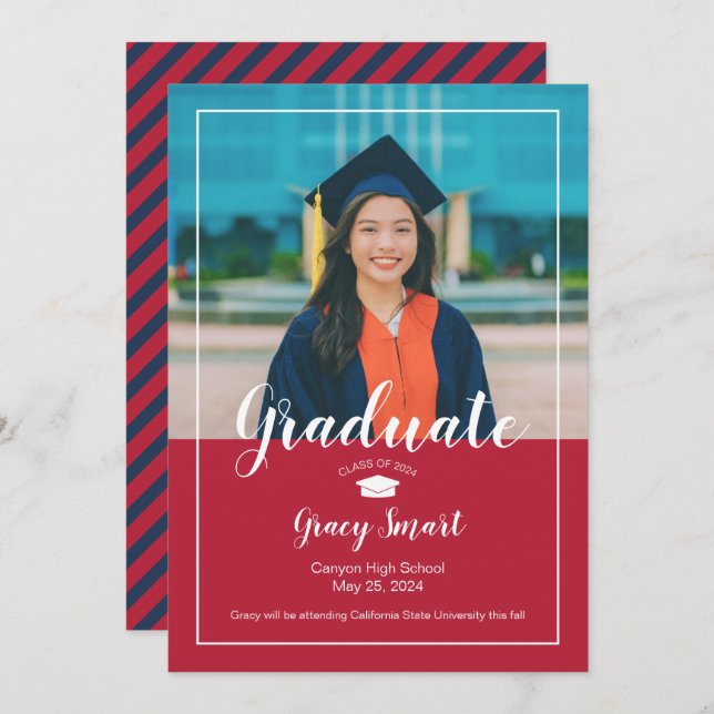 2024 Graduation Announcement - School Colours (Front/Back)