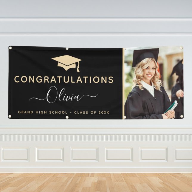 2024 Graduation Black Gold High School College Banner (Creator Uploaded)