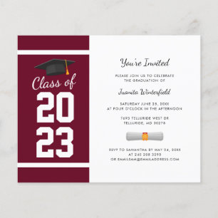 2024 Graduation Burgundy Grad Party Invitation