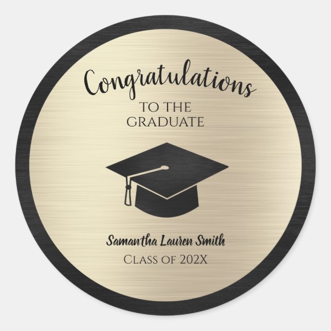 2024 Graduation Congratulations Graduate Gold Classic Round Sticker (Front)