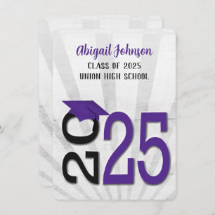 2024 Graduation In Purple and Black School Colours Invitation