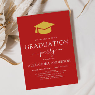 2024 Graduation Party Red Gold Colour Option Invitation