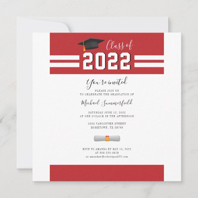 2024 Graduation Party Red Grad Invitation (Front)