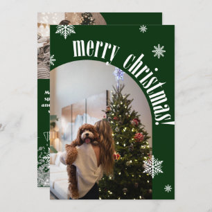 2024 Green Retro Merry Christmas Glitz Photo Card