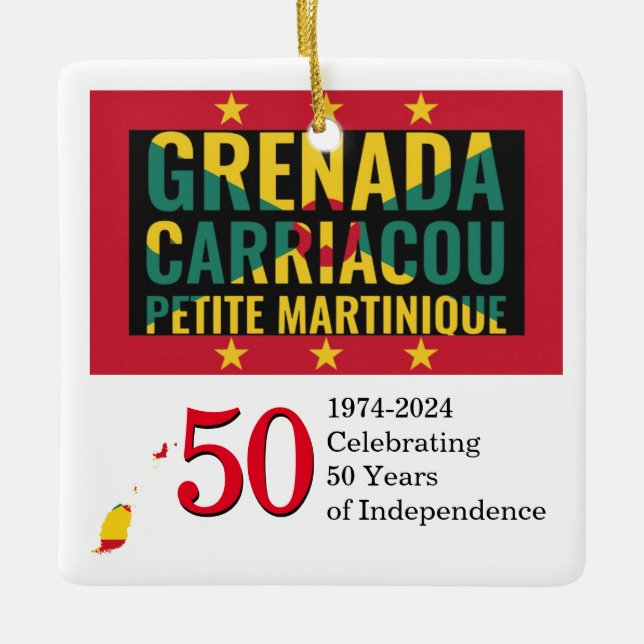 2024 GRENADA 50th Anniversary Independence Ceramic Ornament (Front)