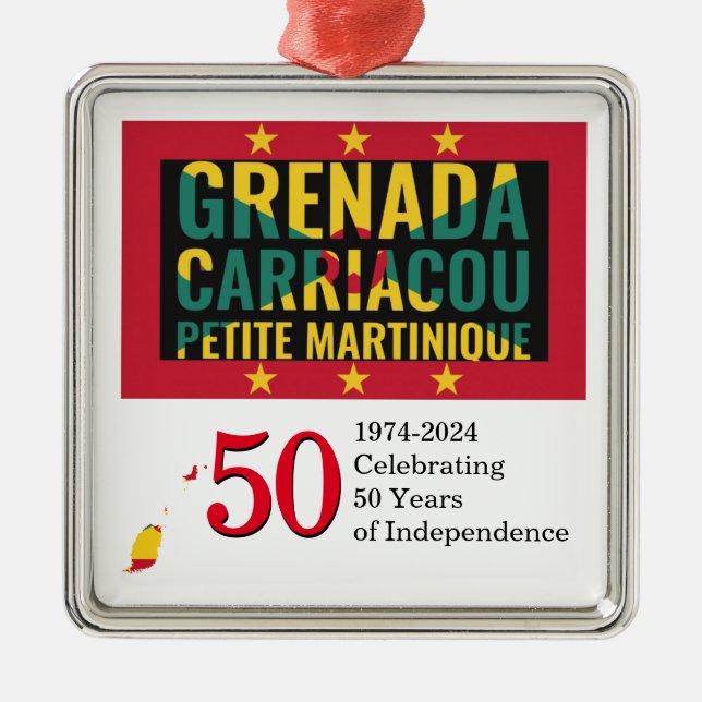 2024 GRENADIAN 50th Anniversary Independence Metal Tree Decoration (Front)