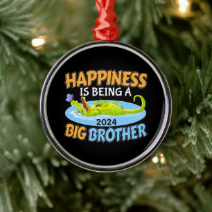 2024 Happiness is Being a Big Brother Metal Tree Decoration