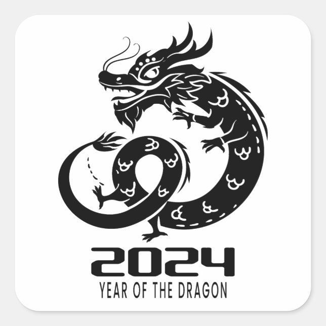 2024 Happy Chinese New Year Dragon Year            Square Sticker (Front)