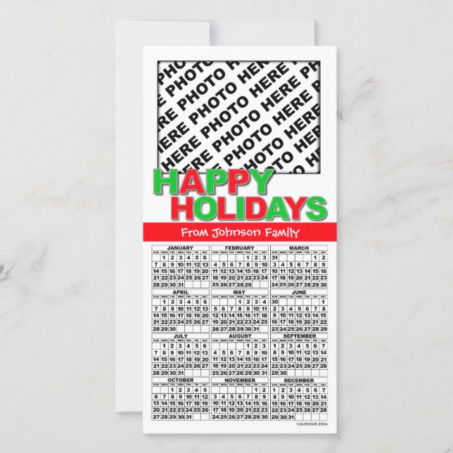 2024 Happy Holidays Calendar Photo Card Family (Front)