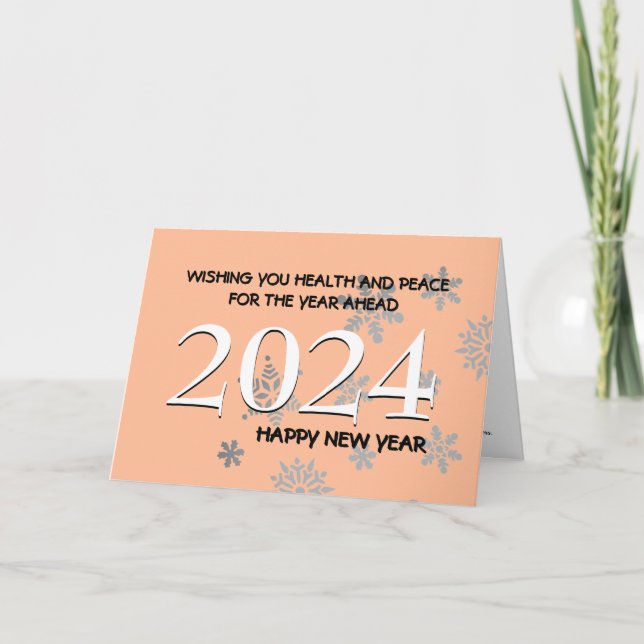 2024 Happy New Year ANY YEAR Trendy Peach Holiday Card (Front)