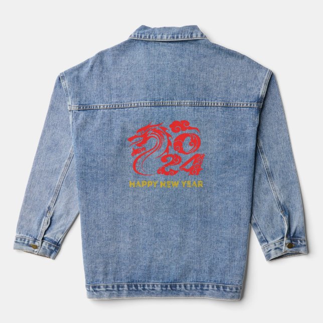 2024 Happy New Year Denim Jacket (Back)