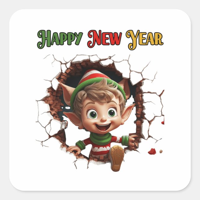 2024 happy new year  square sticker (Front)
