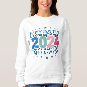 2024 Happy New Year with Colourful text Sweatshirt