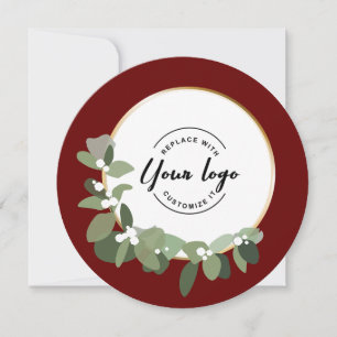2024 Holiday Corporate Wreath Custom Logo Red Card