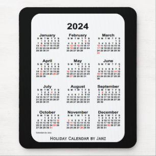 2024 Holiday Two Tone Black Calendar by Janz Mouse Mat