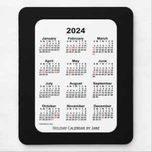2024 Holiday Two Tone Black Calendar by Janz Mouse Mat