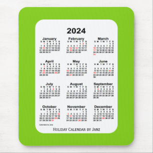 2024 Holiday Yellow Green Calendar by Janz Mouse Mat