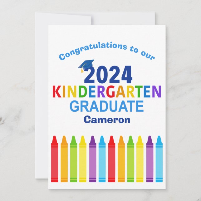2024 Kindergarten Graduate Custom Cute Graduation Card (Front)