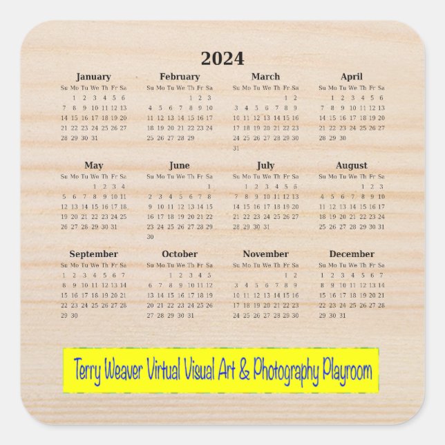 2024 Logo Twelve Month Calendar Square Sticker (Front)