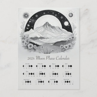 2024 Lunar Phase Moon Cycle Southern Hemisphere Postcard