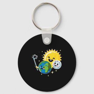 2024 Lunar Solar Eclipse Earth Moon Sun Selfie Fun Key Ring
